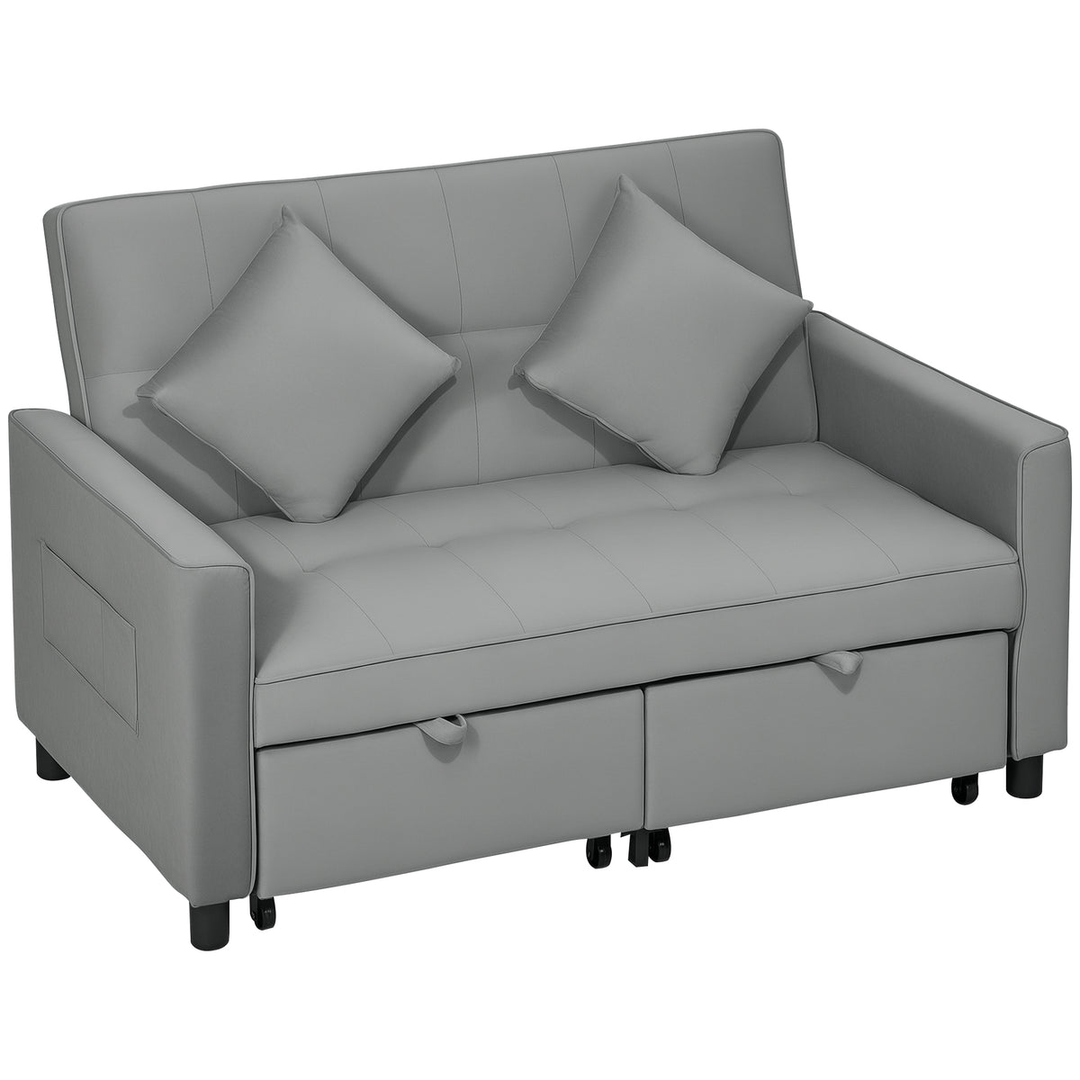 4-in-1 Sofa, Verstellbare Couch, Sofabett, mit Kissen, Stoffbezug, f¨¹r Wohnzimmer, Schlafzimmer, Grau