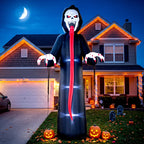 Aufblasbares Halloween-Skelett, 310 cm, mit integrierten LED-Lichtern, gruselige Deko für Innen- und Außenbereich