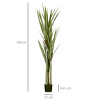 Künstliche Yucca groß 190cm Kunstpflanze, Plastik Künstliche Pflanze im Topf, 17 x 17 x 190 cm Smaragdgrün