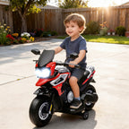 Elektro-Motorrad f¨¹r Kinder von 18-36 Monaten, Aufsitz-Fahrzeug, Hilfsr?der, Lichter, Musik, Kunststoff, Stahl, Rot