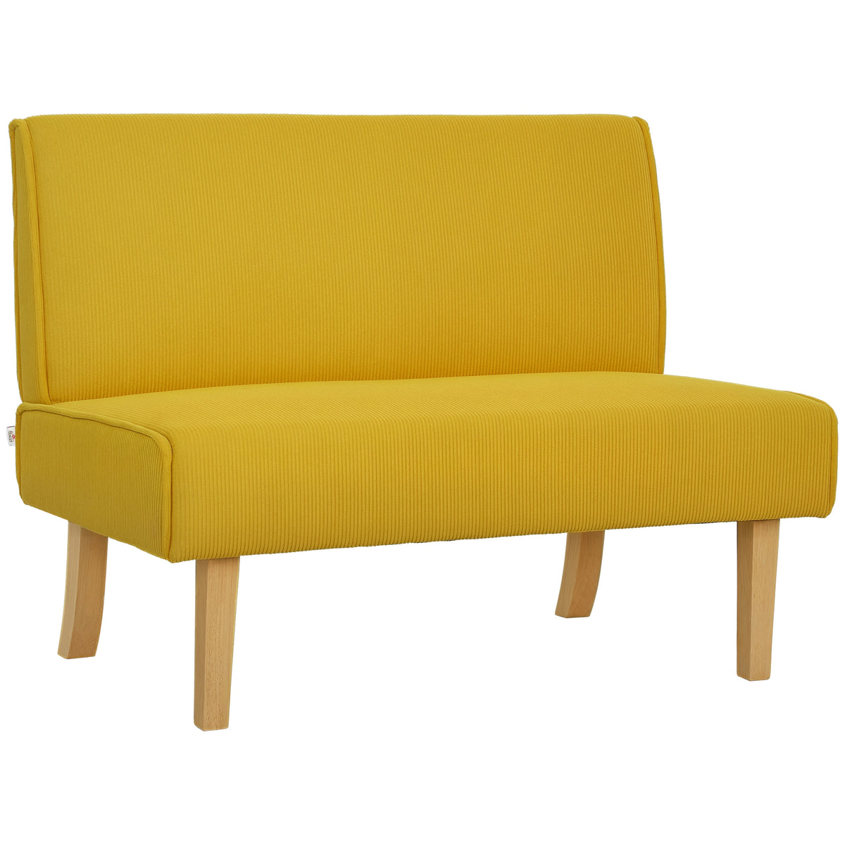 Zweisitzer-Sofa mit Cord-Bezug, dicker Polsterung und soliden Holzbeinen f¨¹r Wohnzimmer, Schlafzimmer, B¨¹ro, Gelb