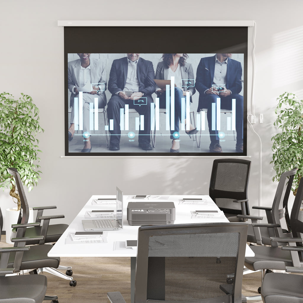 Beamer Leinwand 247 x 168 cm 100 Zoll 16:9 HD 4K Projektionsleinwand Elektrisch mit Fernbedienung, Weiß