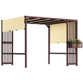 Pergola Pavillon 3x2,5m UV 30+Stabil winterfest Sonnenschutz mit verstellbar Schiebedach Dunkelbraun