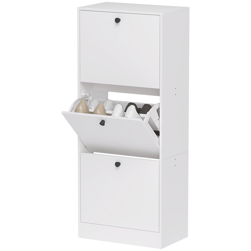 Schuhschrank, Schuhregal, 3 Klappf?cher, verstellbar, Spanplatte, Wei?