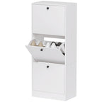 Schuhschrank, Schuhregal, 3 Klappf?cher, verstellbar, Spanplatte, Wei?