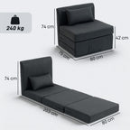 2-in-1 Schlafsessel Klappbares Sofa-Bett mit Leinenstruktur, Gepolstertes Gästebett Klappstuhl, Dunkelgrau