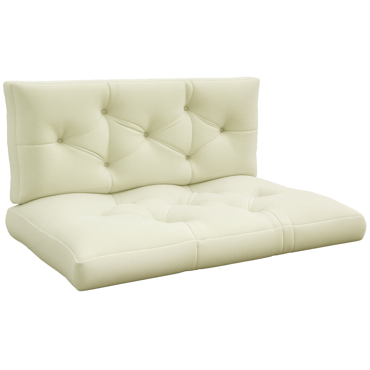 Sitzpolster Sitzkissen Polsterauflage, mit Knopfheftung, 120 x 80 x 12 cm, Cremeweiß