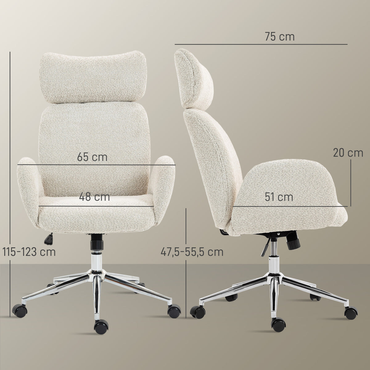 B¨¹rostuhl mit verstellbarer Kopfst¨¹tze, ergonomischer Schreibtischstuhl, Kippfunktion, h?henverstellbar, Grauwei?