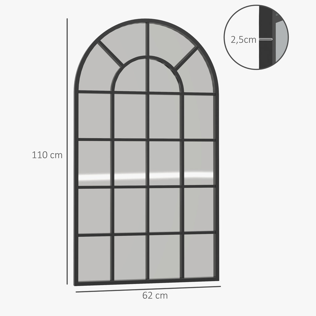110 x 65 cm Arched Decorative Wall Mirror for Bedroom Living Room, Modern Window Bathroom Mirror for Home Decor
