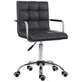 Bürostuhl im Retrodesign, höhenverstellbar, 5 Rollen, 52,5 cm x 54 cm x 99 cm, Schwarz
