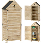 Gartenschuppen mit 4 Regalen, Lagerschuppen aus Holz, wasserdichtes Asphalt-Dach, 80 x 49 x 170 cm, Hellbraun