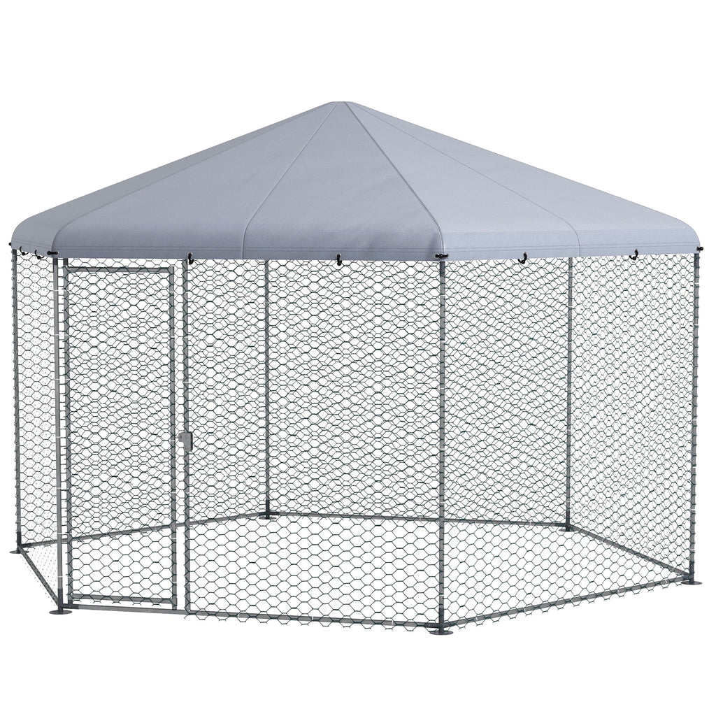 Chicken Coop for 10-15 Chickens, Hens, Rabbits, Ducks, Outdoor Garden Chicken Run, 4 x 3.5 x 2.6m