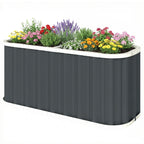 Hochbeet Metall 136 x 53 x 61 cm Tief Gartenbeet mit Schutzkanten Pflanzenetiketten Handschuhe Offenem Boden