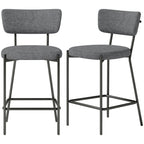 Barhocker im 2er-Set, Polster-Barstühle mit geschwungener Rückenlehne, für Kücheninsel, Frühstücksbereich, Grau