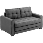 Schlafsofa Klappsofa 2-Sitzer Stoffsofa Bettsofa Sofa mit Schlaffunktion Sofagarnitur Leinen-Touch Gummiholz Grau 147,5 x 75 x 85 cm
