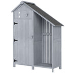 Garden Outdoor Storage Shed 3 Shelves Tilt Roof w/ Firewood Rack Log Carrier, 129L x 51.5W x 180H cm