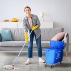 20L Compact Mop Bucket on Wheels, with Water Separation Panel - Blue