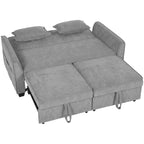 2-Sitzer-Schlafsofa, 4-in-1 L-förmiges Ausziehsofa mit verstellbarer Rückenlehne und Seitentaschen, Grau