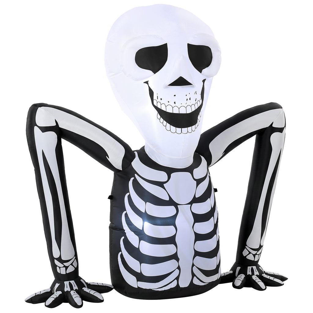 Aufblasbares Halloween-Skelett, aus dem Boden kriechend, mit LED-Lichtern, gruselige Deko für Innen- und Außenbereich