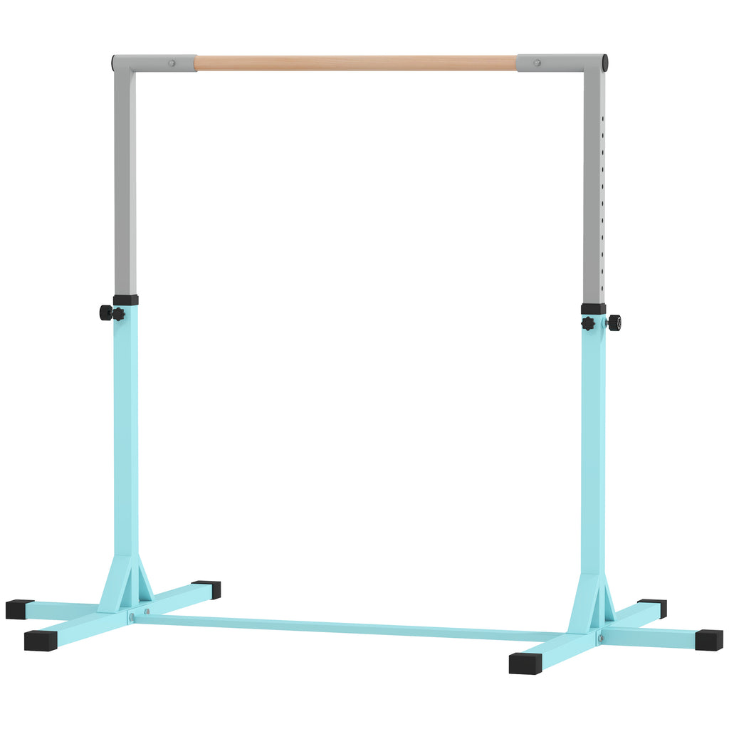 Height Adjustable Gymnastics Horizontal Bar for Kids, Children Junior Kip High Bar Fitness, Light Blue