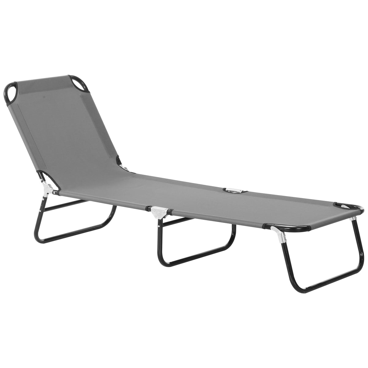 Sonnenliege, 5-fach verstellbare Rückenlehne, schnelltrocknend, Metallrahmen, 188 x 56 x 28 cm, Grau