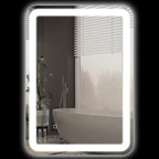 Badezimmerspiegel, beleuchtet, Touch-Steuerung, beschlagfrei, dimmbar, 3 Lichtfarben, 50x70, Silber