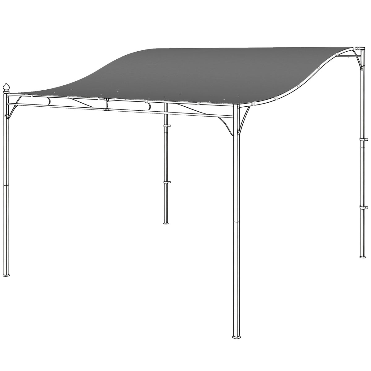 Ersatzdach für Pergola Sonnensegel für Terrassenüberdachung Ersatz-Dachplane für 3 x 3 m Pavillon 298x293 cm Dunkelgrau