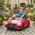 Kinder-Elektroauto, Mercedes-Design, 12V Motoren, Fernbedienung, LED-Lichter, Musik, f¨¹r 3-6 Jahren Kinder, Rot