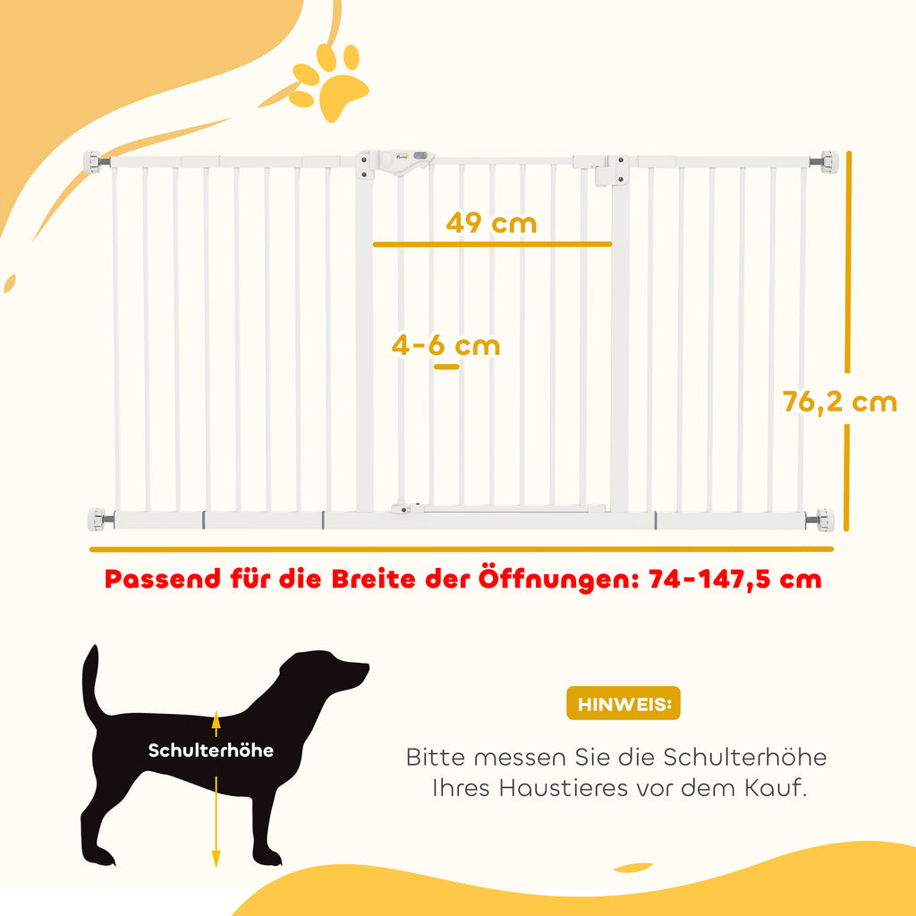 Adjustable Safety Gate w/ Three Extensions, Four Adjustable Screws, White