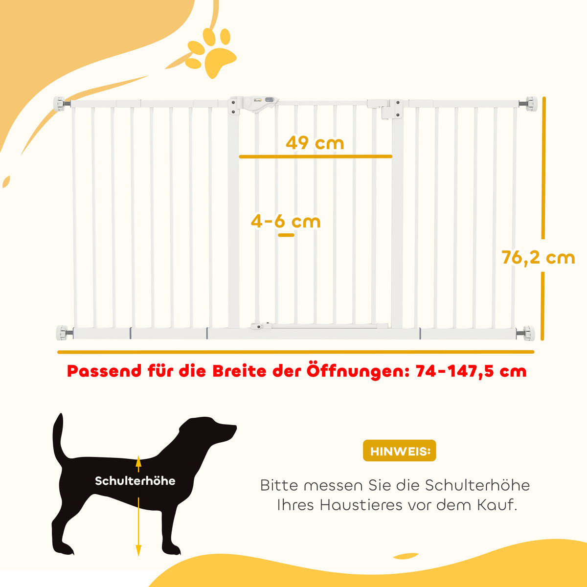 Adjustable Safety Gate w/ Three Extensions, Four Adjustable Screws, White