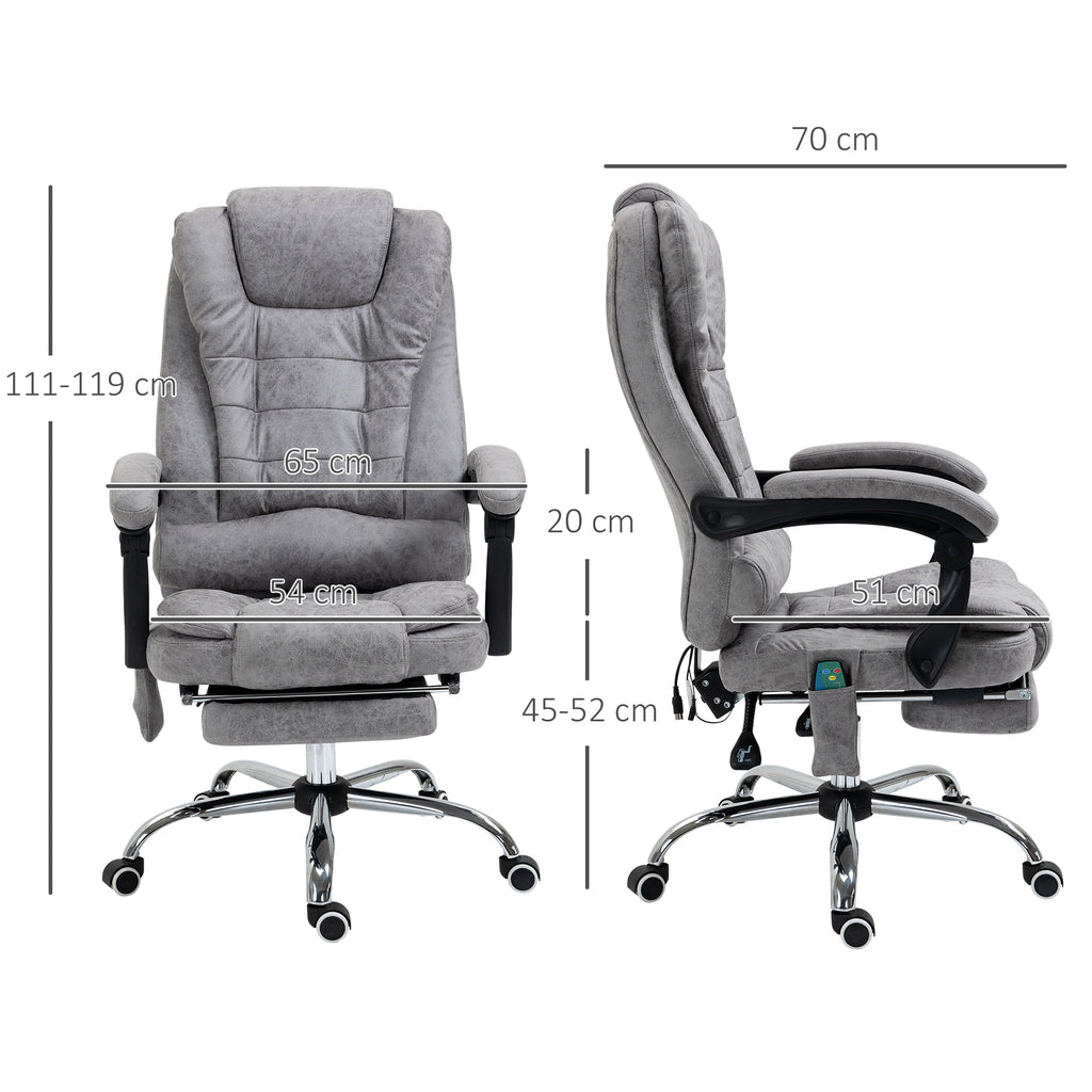 Bürostuhl mit Massagefunktion, Ergonomischer Schreibtischstuhl mit Liege- & Wärmefunktion, Fernbedienung, Grau