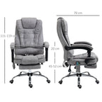 Bürostuhl mit Massagefunktion, Ergonomischer Schreibtischstuhl mit Liege- & Wärmefunktion, Fernbedienung, Grau
