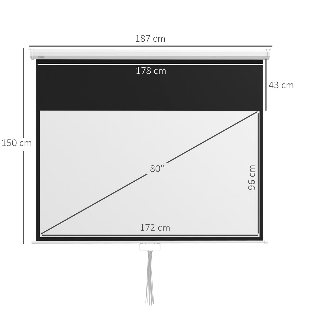 Beamer-Leinwand, inkl. St?nder, Wand- oder Deckenmontage, 16:9 Seitenverh?ltnis, 172x96 cm, Wei?