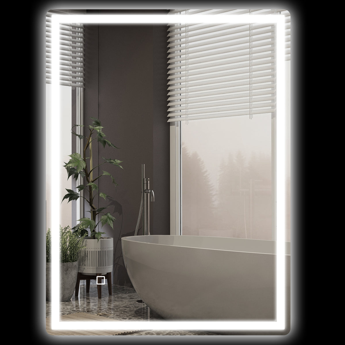 Badspiegel Badezimmerspiegel Wandspiegel LED´s. Ber, gsschalter, Antibeschlagfunktion, 60 x 80 x 4 cm, Weiß