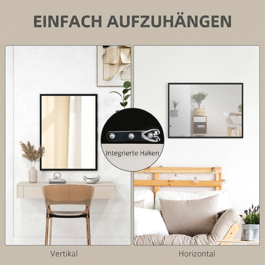 Wandspiegel Dekorativer Hängespiegel 60 x 80 cm Schwarz