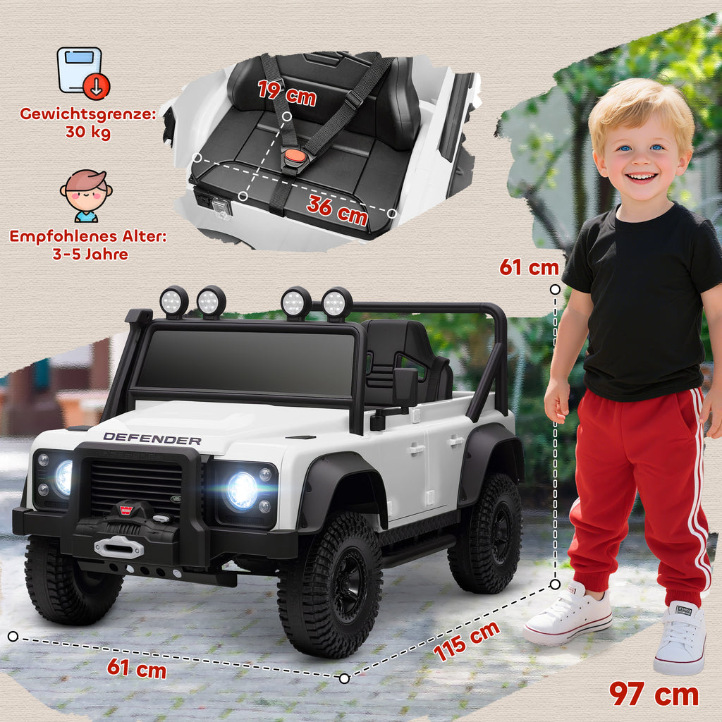 Kinder-Elektroauto, 12V Batterie-Betrieb, Fernbedienung, Musik-Funktion, Hupe, LED-Lichter, Wei?
