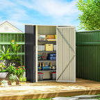 Metall Gerätehaus 1,07 m² 142 x 86 x 189 cm Geräteschuppen mit Pultdach Abschließbarer Tür, wetterfest Gartenhaus Outdoor Garten Schuppen für Hinterhof Außenbereich Dunkelgrau