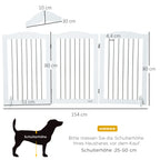 Foldable Dog Gate, Freestanding Pet Gate, with Two Support Feet, for Staircases, Hallways, Doorways - White