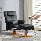 Massagesessel mit Hocker, verstellbare Lehne, USB-Ladeport, Lederoptik, bis 150 kg, Schwarz