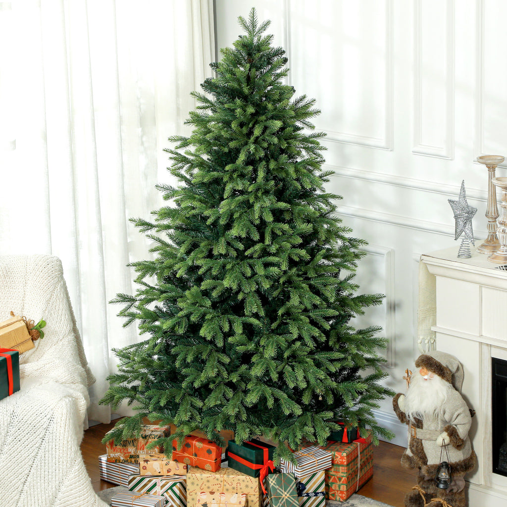 Künstlicher Weihnachtsbaum, realistisches Aussehen, flammhemmend, stabiler Metallfuß, 183 cm, Grün