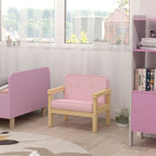 Kindersessel Kindersofa mit Kord-Optik, massiven Holzf¨¹?en Sessel aus Schaumstoff Kinderstuhl f¨¹r Kinderzimmer, Spielzimmer, 46,5 x 44 x 45 cm, f¨¹r Kinder 3-8 Jahre Rosa