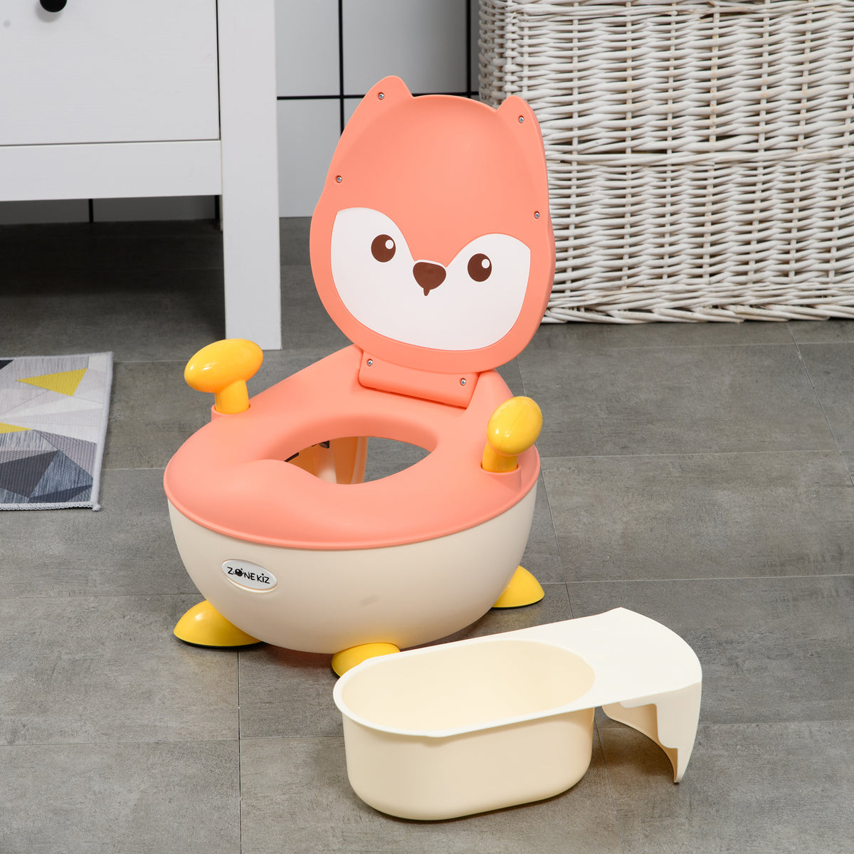 Baby Potty Training Toilet with Splash Guard, Anti-Tip Feet, Side Handles, Easy to Clean
