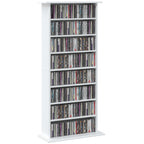 Schmaler Medienschrank, 8 Ebenen, 6 verstellbare Einlegeböden, 8 Fächer, für 360 CDs, Weiß