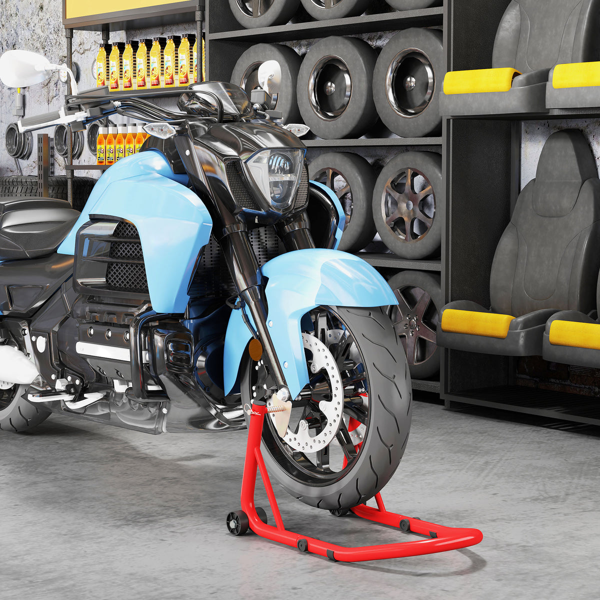 Motorradst?nder vorne Montagest?nder Motorradheber bis 544 kg Stahl Rot