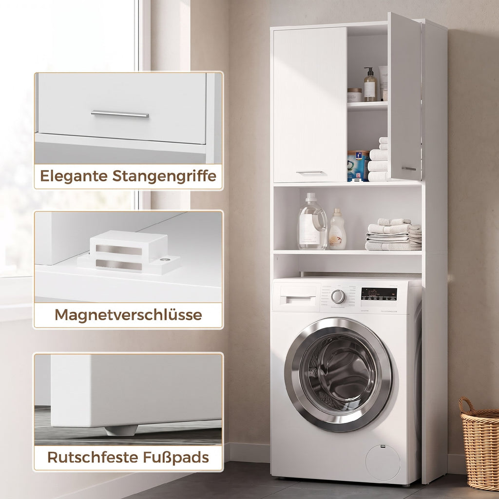Waschmaschinenschrank mit 2 Türen 66 x 24 x 191 cm Weiß