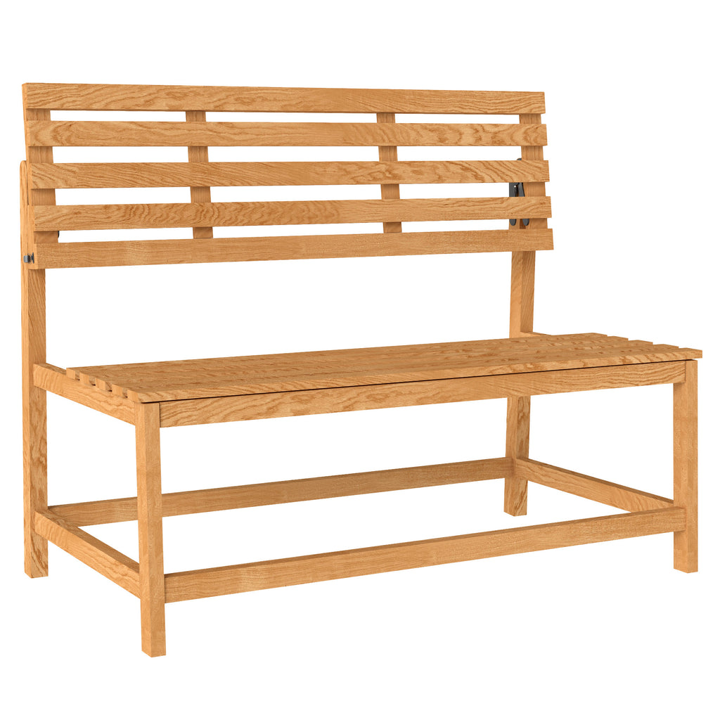 2-Sitzer Gartenbank Holz, wetterfest Sitzbank, UV-Beständig Gartenmöbel mit Umwandelbare Rückenlehnen 110x61x89cm, Teak