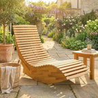 Sonnenliege aus Akazienholz Klappbar Ergonomisch Gartenliege mit S-Form Latten-Design 60 x 156 x 77 cm