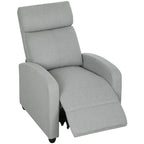 Relaxsessel, verstellbar 135¡ã, ausziehbare Fu?st¨¹tze, gepolsterte Lehnen, Leinen-Polyester, Hellgrau