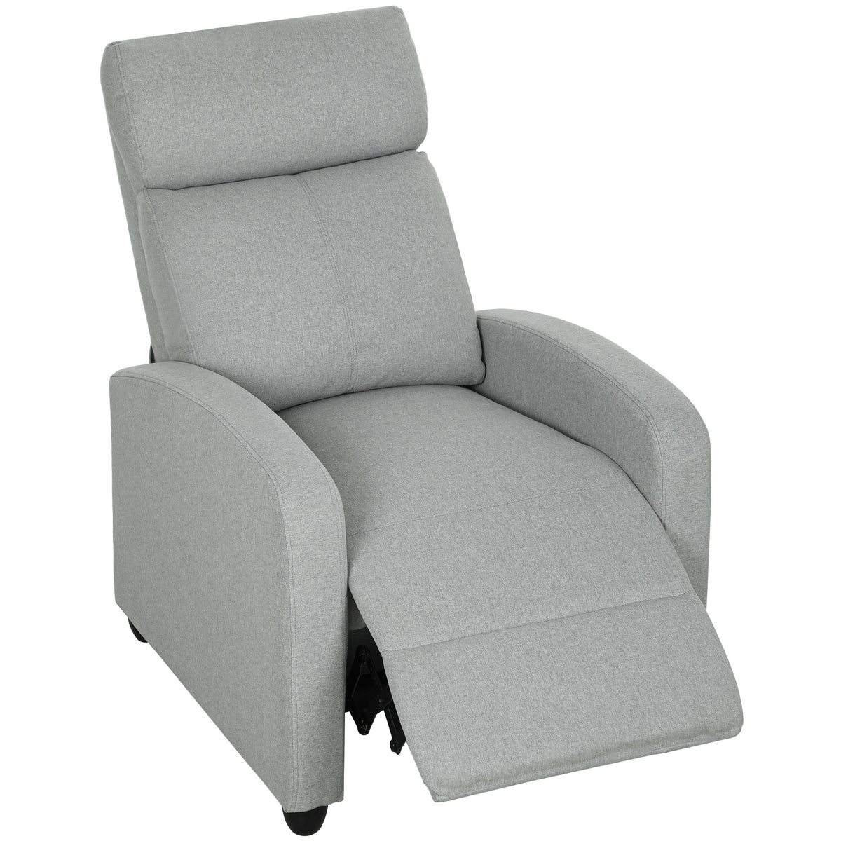 Relaxsessel, verstellbar 135¡ã, ausziehbare Fu?st¨¹tze, gepolsterte Lehnen, Leinen-Polyester, Hellgrau