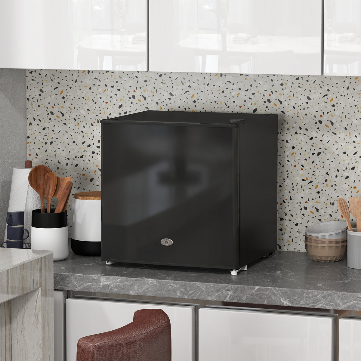 Mini-Gefrierschrank 35 L Gefrierbox elektrisch freistehend 45 W Mini Gefriertruhe 47 x 44,2 x 48,8 cm Schwarz